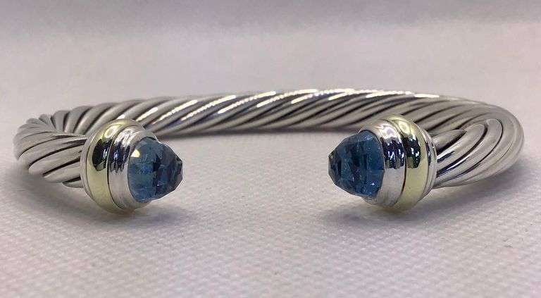 STUNNING SILVER &14K WHITE GOLD “DAVID YURMAN “ BANGLE BRACELET
