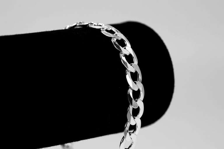 Men's 7.9mm Solid .925 Sterling Silver Flat Curb Chain Link Italy Bracelet 7" inch
