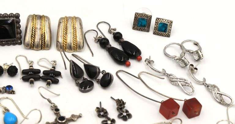 Group lot of vintage 925 sterling silver earrings