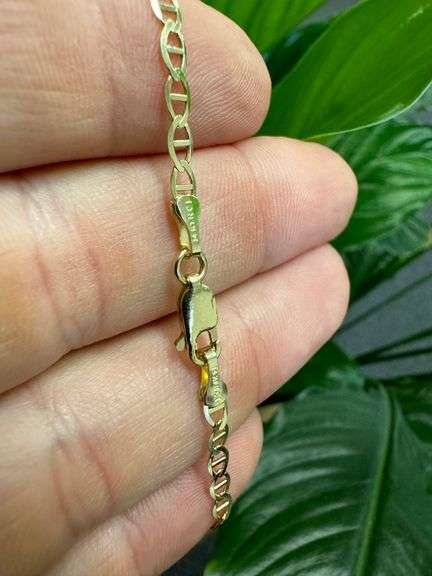 14k Gold 3mm Mariner Chain 7 Inch Bracelet