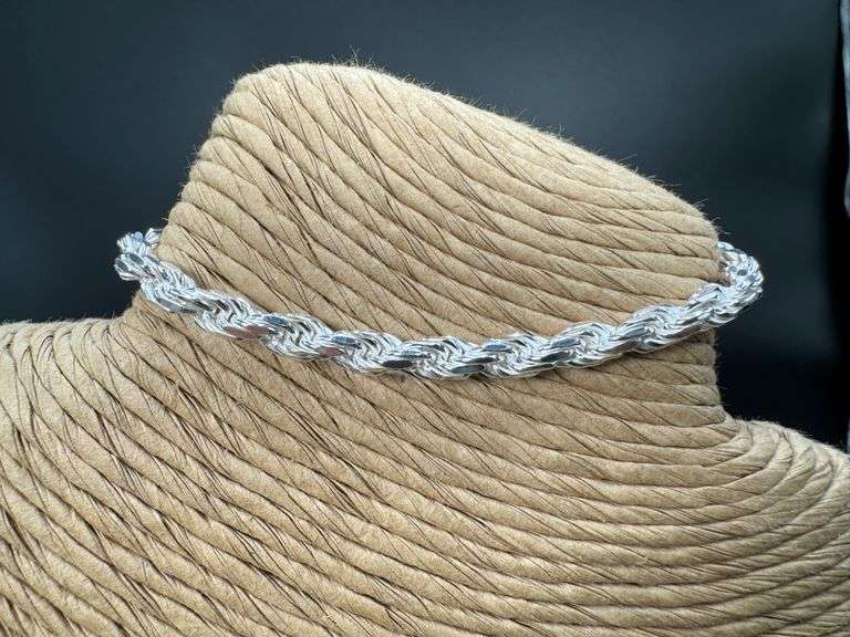 Sterling Silver Diamond-Cut Rope Chain 4.7mm Solid 925 Italy New Bracelet 8"