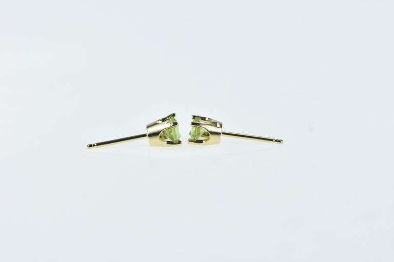 14K Yellow Gold Round Peridot Solitaire Vintage Earrings