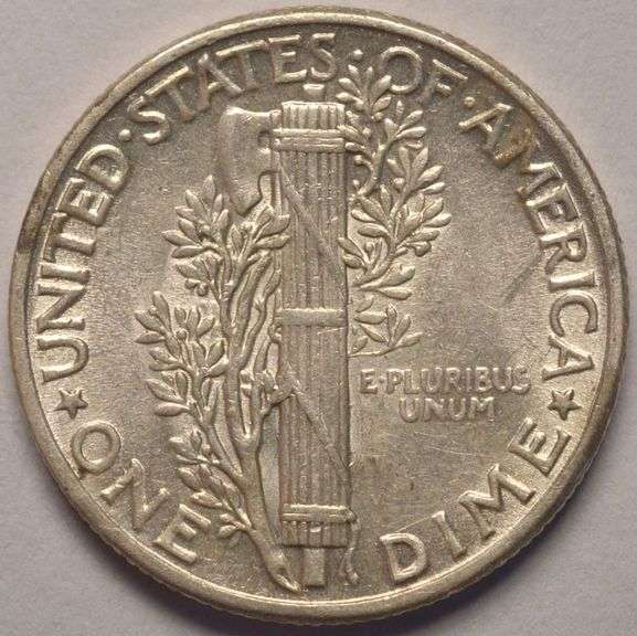1944 Mercury Dime, Circulated With Luster.