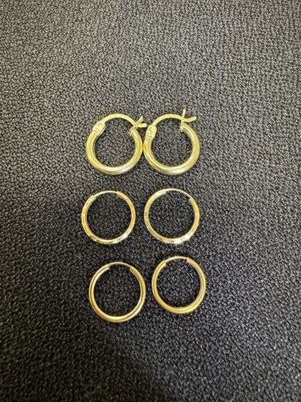 10k Yellow Gold Earring Set 13mm 3 Pair Set