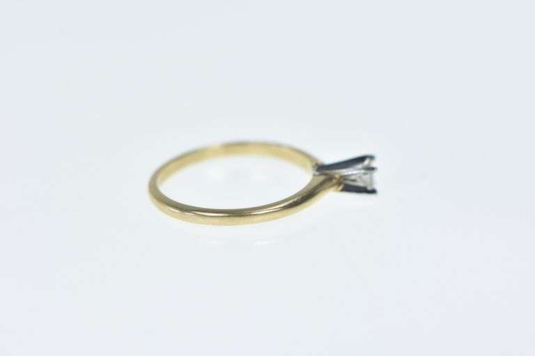 14K Yellow Gold Diamond Solitaire Promise Engagement Ring