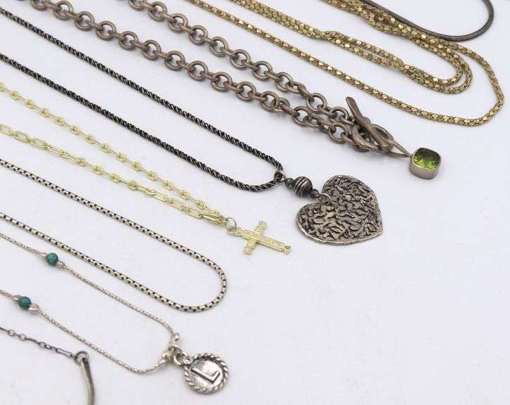 Group lot of vintage 925 sterling silver necklaces