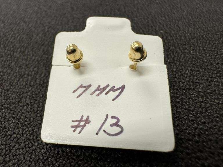 10k Yellow Gold 7mm Round White CZ Solitaire Stud Brilliant Earrings