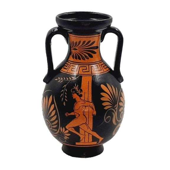 Authentic Greek Ancient Olympic Runners Red Figure Pottery Pelike