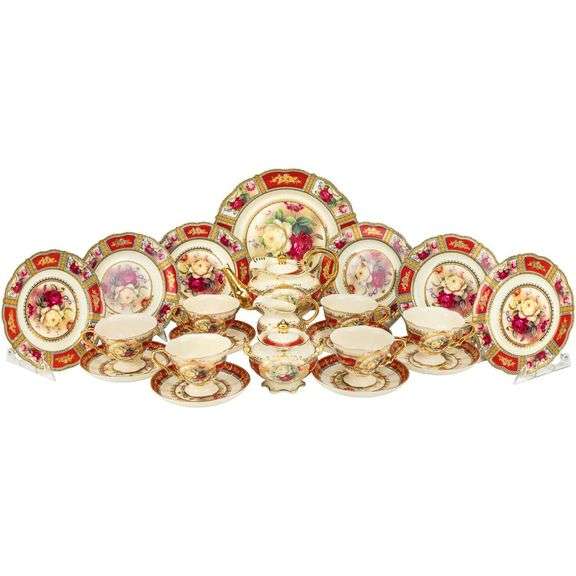 Rare 24kt Gold Vintage Rose Garden Tea Set