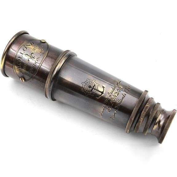 Antique Explorer's Brass Telescope with Leather Case