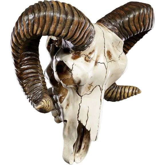 Gothic Hand-Painted Ram Skull Wall Trophy