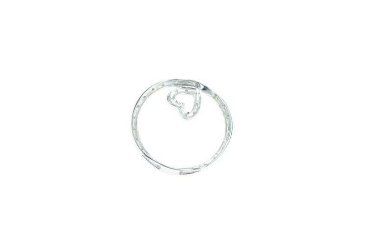 10K White Gold Diamond Circle Heart Love Symbol Pendant