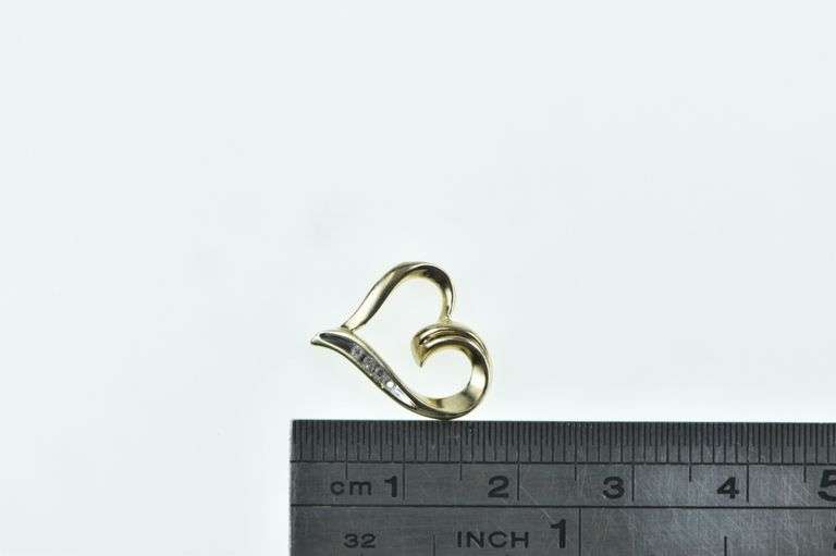 10K Yellow Gold Diamond Heart Love Symbol Vintage Pendant