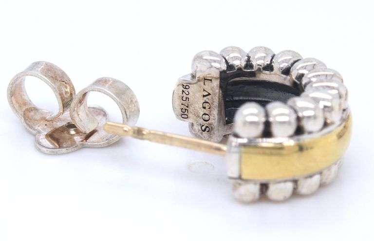 Lagos Two tone Flute Huggie Earrings