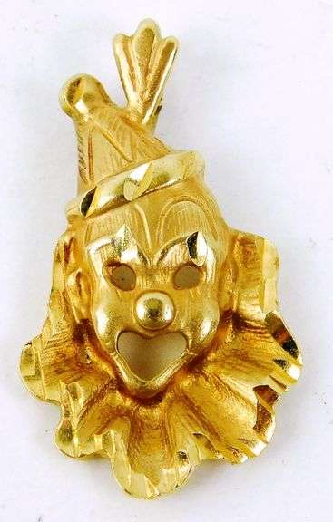 14K 3-Dimensional Clown Pendant