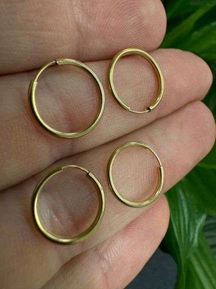 10k Yellow Gold Earring Set 3 Pairs Hoops (12mm, 14mm, 16mm)