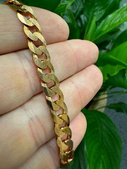 22k Rose Gold Plated Men's 7.5mm Solid .925 Sterling Silver Flat Curb Chain Link Italy Necklace 18"