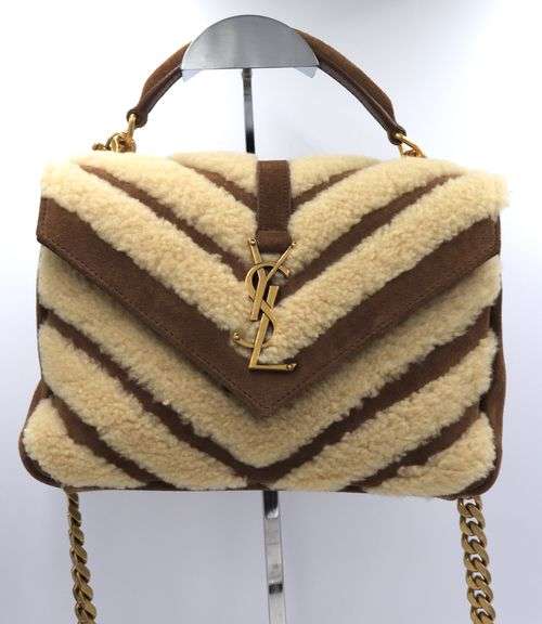 YSL Medium Collage Sherling and Suede Shoulder bag