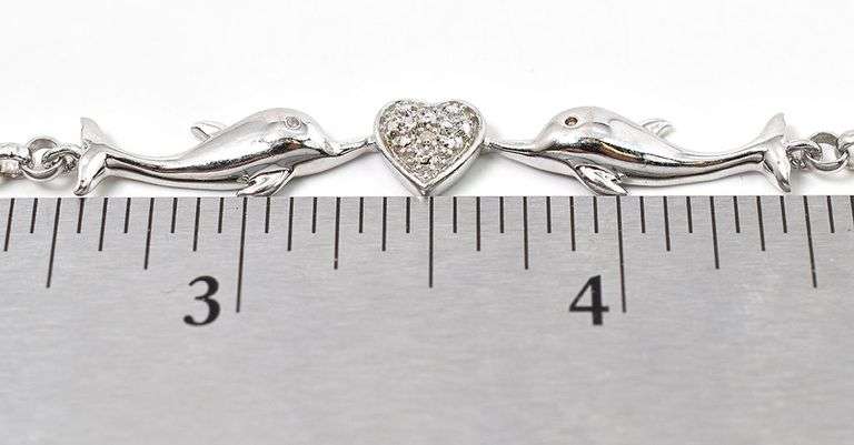 CZ Dolphin Bracelet in Sterling Silver