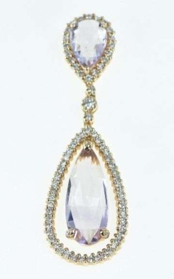 18K Rose Gold 5.05 Ctw Morganite Diamond Drop Pendant