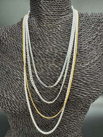 Sterling Silver 925 Italy 5 Piece Layered Chain Set 24",22",20",18",16"
