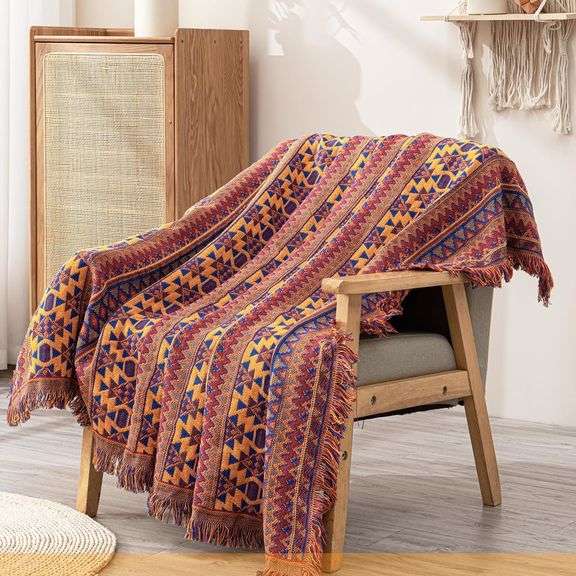 Vintage Handwoven Southwestern Aztec Throw Cover