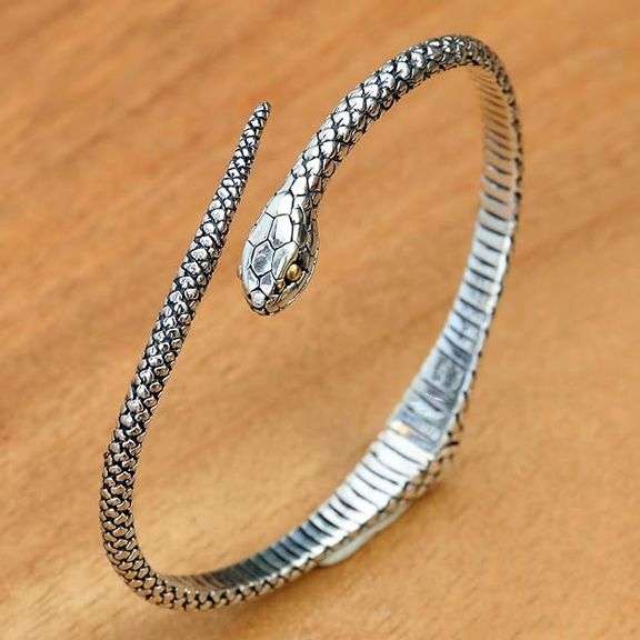 Indonesian Earth Serpent 18k Gold and .925 Sterling Silver Bracelet