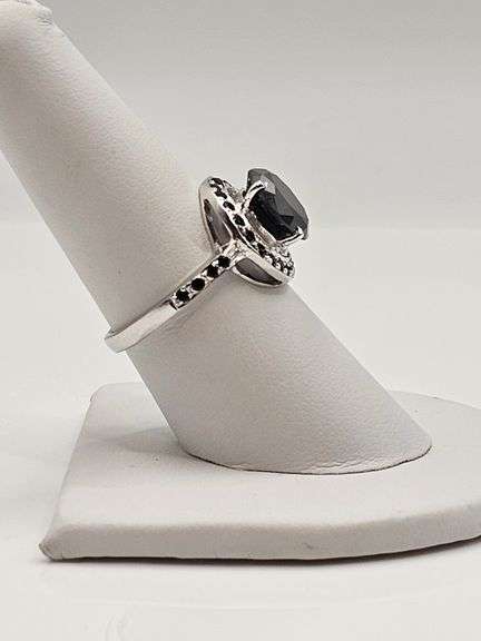 Impressive 14 Kt White Gold Plate 3.25 Ct Black Moissanite Ring