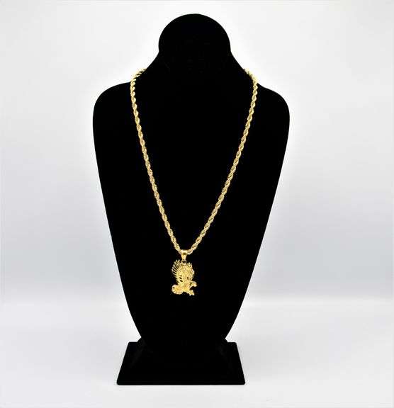 Awesome 18 Kt Gold Plated Eagle Pendant And Chain