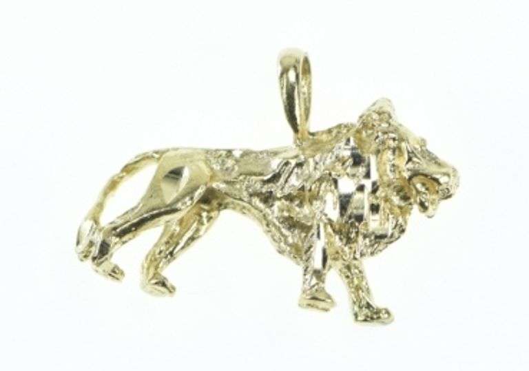 14K Yellow Gold 3D Lion African Animal Strength Symbol Charm/Pendant