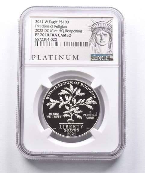 PF70 2021-W $100 American Platinum Eagle 2022 DC Mint HQ Reopening NGC