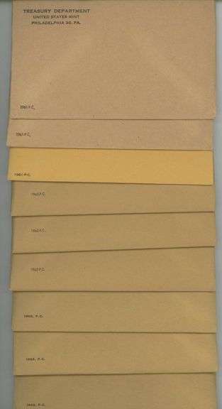 Great lot of nine (9) UNOPENED Silver Proof Sets: 3 each from 1961, 63, & 64