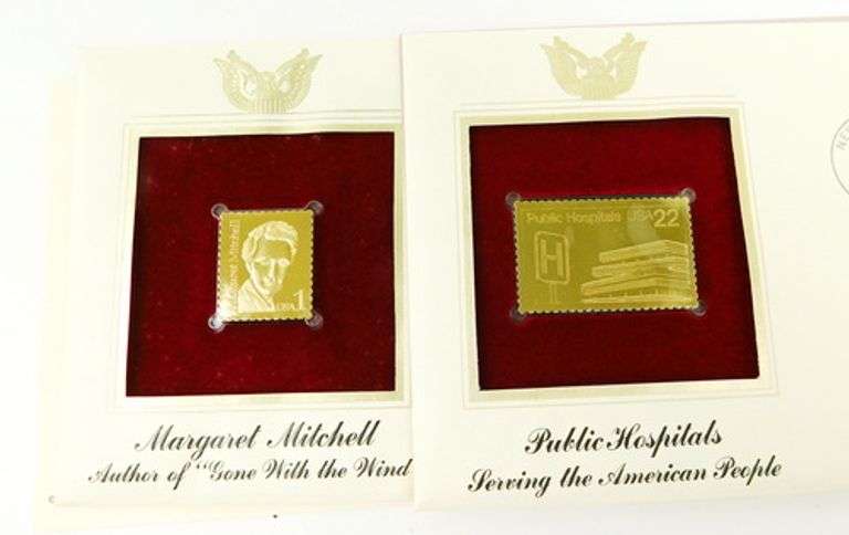 6 First Day Issues with 22K Gold Replica Stamps