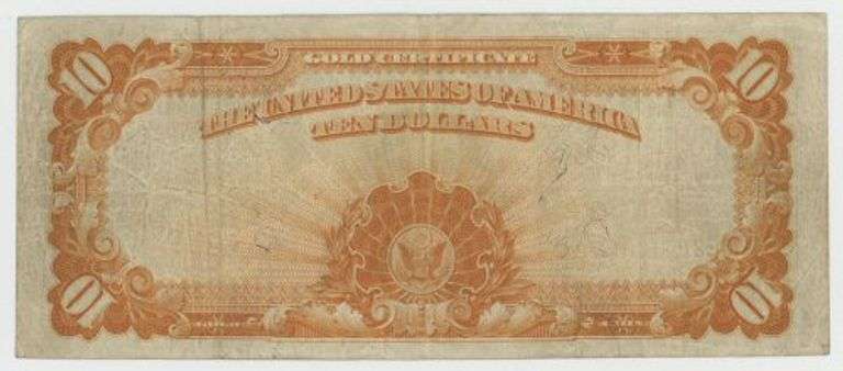 Very Scarce 1907 Series Large Size $10 Gold Certificate. Nice