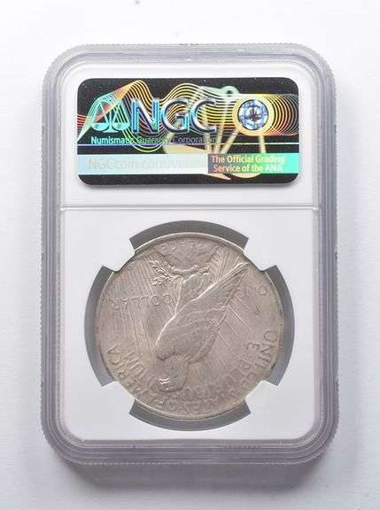 Error AU58 1923 Peace Silver Dollar Curved Clip @ 8:00 NGC