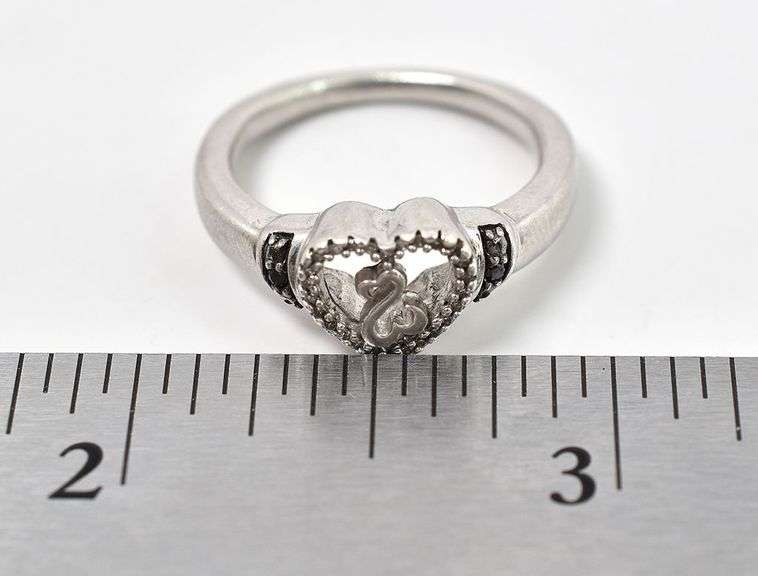 Diamond Gemstone Heart Ring in Sterling Silver