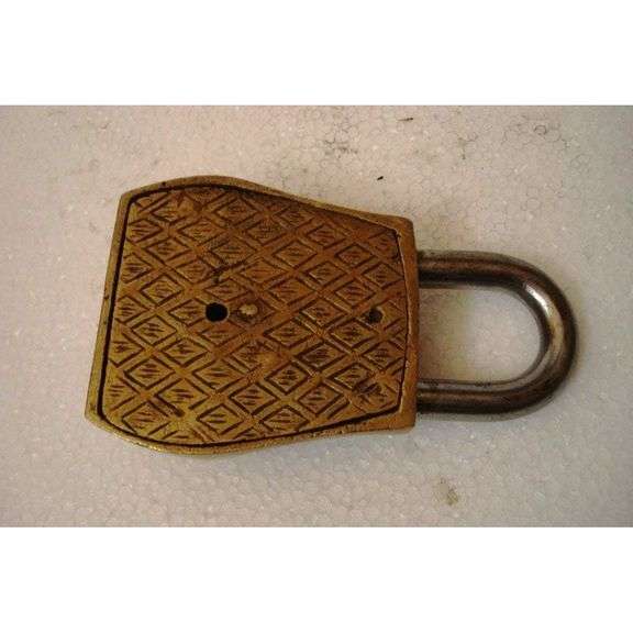 Antique Brass Owl Padlock with Keys