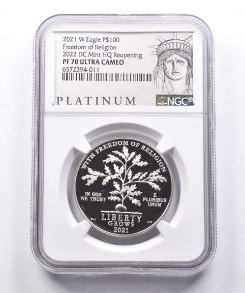 PF70 2021-W $100 American Platinum Eagle 2022 DC Mint HQ Reopening NGC