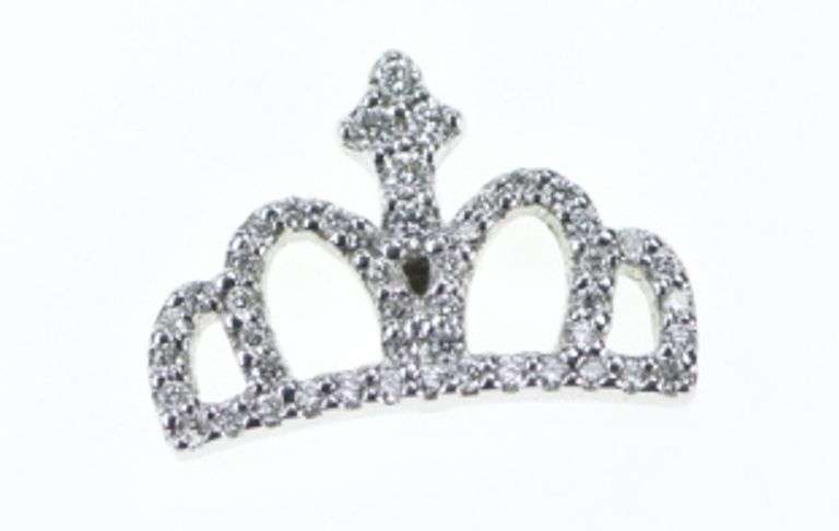 18K White Gold Roberto Coin Diamond Ruby Crown Tiara Queen Pendant