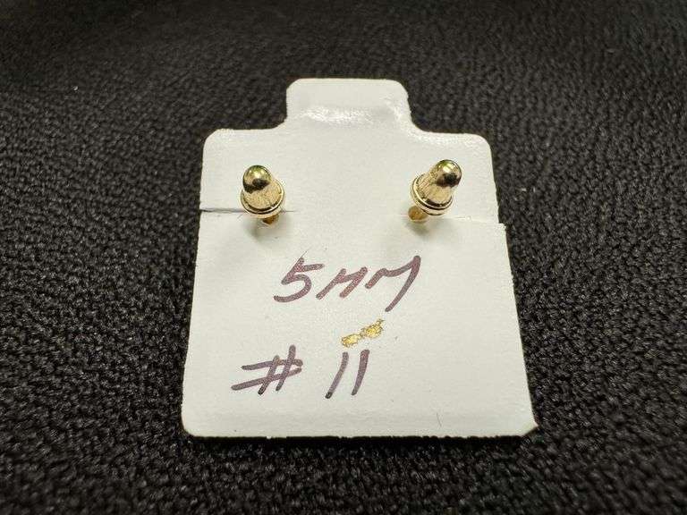 10k Yellow Gold 5mm Round Solitaire White CZ Stud Brilliant 5mm Earrings