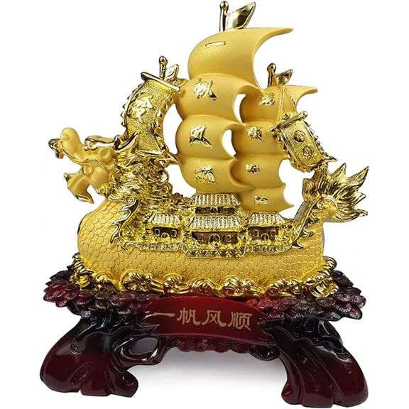 Dragon-Headed Ship Feng Shui Prosperity Statue