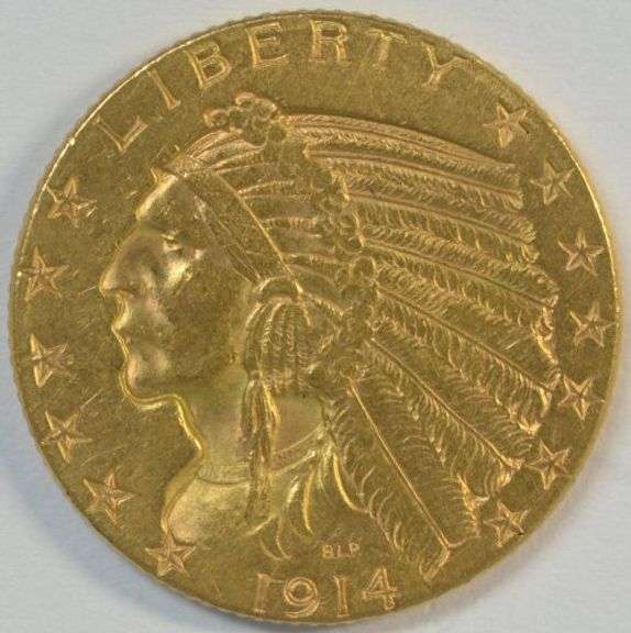 LOVELY SCARCER BU 1914-D US $5 INDIAN GOLD PIECE