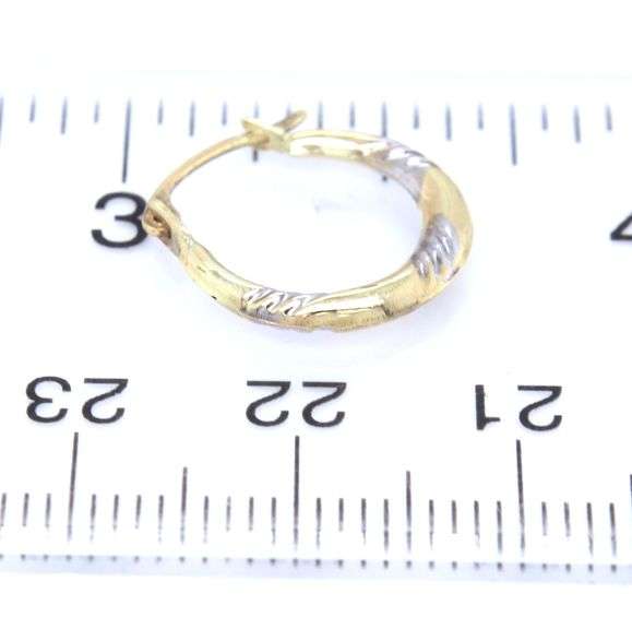 10kt two tone gold diamond cut hoop