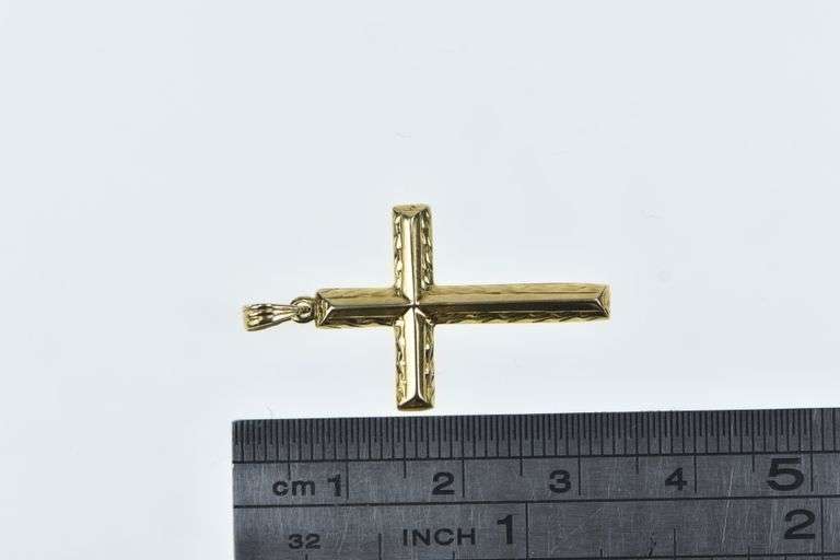 14K Yellow Gold Vintage Cross Christian Faith Symbol Charm/Pendant