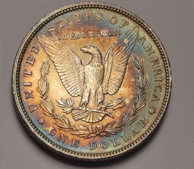1896 Morgan Silver Dollar Beautiful Colorful Toning, Circulated.