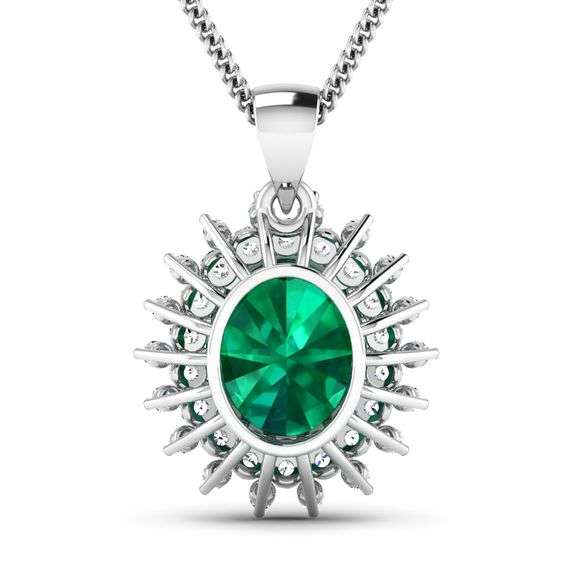 Amazing 3 Ct Natural Emerald & Diamond Pendant