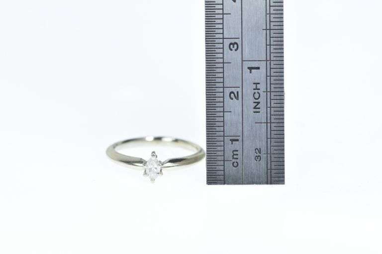 14K White Gold 0.21 Ct Marquise Diamond Solitaire Engagement Ring