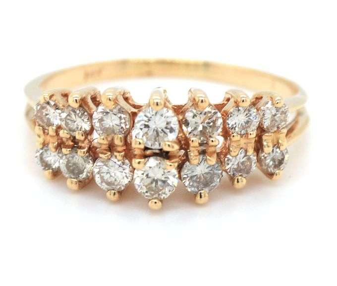 14kt Yellow gold 2 row diamond band