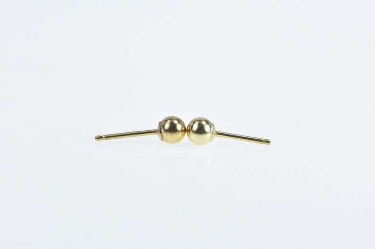 14K Yellow Gold 4.0mm Round Ball Sphere Classic Stud Earrings