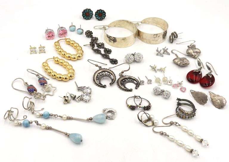 Group lot of vintage 925 sterling silver earrings